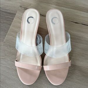 Elegant Nude Slide Sandals - Size 8